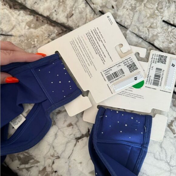 NWT New LULULEMON Fleece Reflective Running Ponytail Ear Warmer Blue Silver L XL - Picture 7 of 9